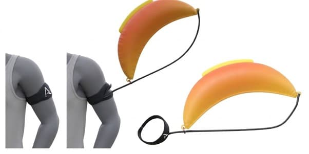 Visual representation of how the ALIS Wear band would be attached to a human arm, and inflate when in need.
