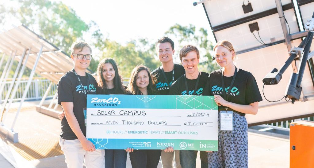Winners of the ZeroCo2 Hackathon team Solar Campus