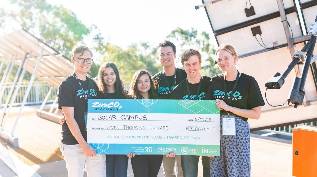 Winners of the ZeroCo2 Hackathon team Solar Campus