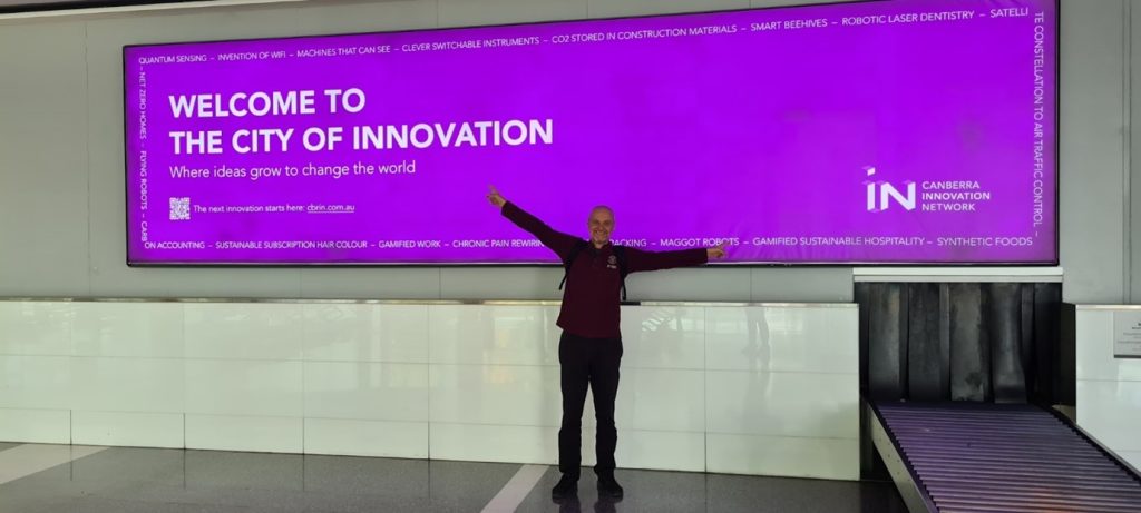 CBRIN Welcome to the City of Innovation Banner at the Canberra Airport
