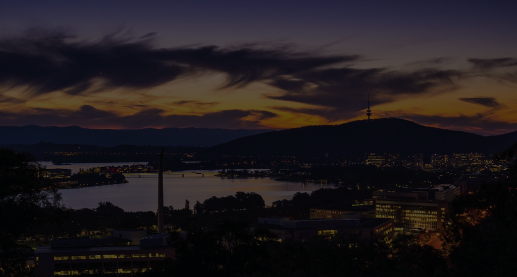 Darkened image of Canberra at sunset