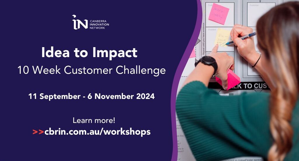 Event tile with CBRIN logo at the top. "Idea to Impact 10 week customer challenge" 11 September to 6 November 2024. Learn more! cbrin.com.au/workshops